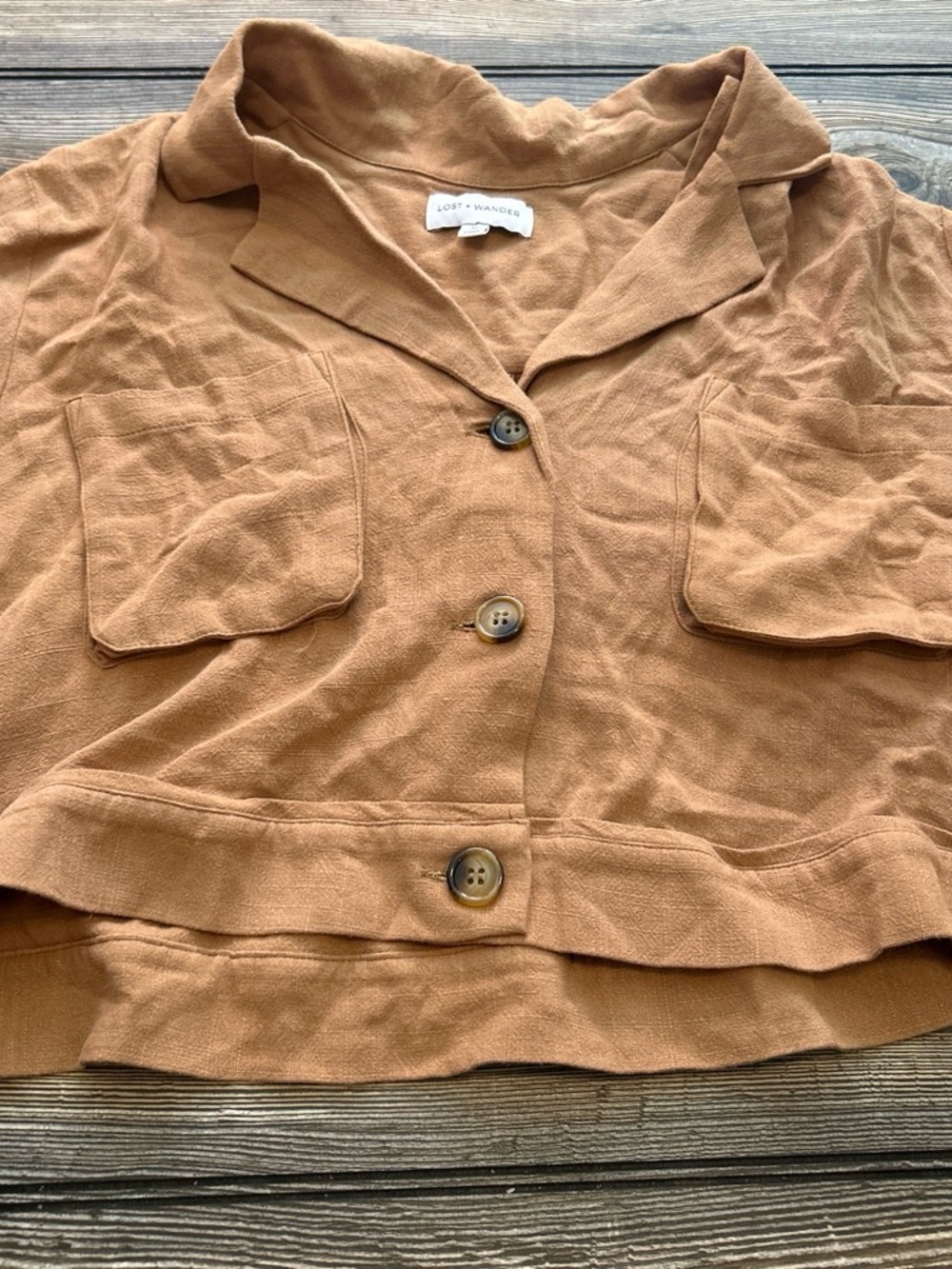 Lost + Wander Caramel Tan Collared Button Shirt